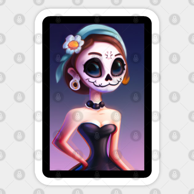 classy sugar skull girl Sticker by KeeRodDesigner1